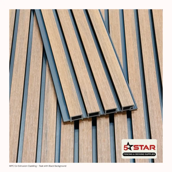 Teak With Black Background | 220mm x 28mm | Co-Extrusion Cladding (WPC) - Image 2