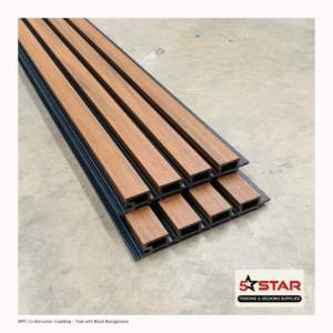 Teak With Black Background | 220mm x 28mm | Co-Extrusion Cladding (WPC)