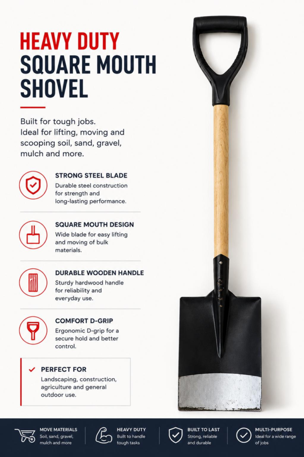 Heavy Duty Square Mouth Shovel