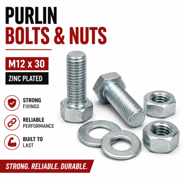Purlin Bolts & Nuts M12x30 (50 Pack)