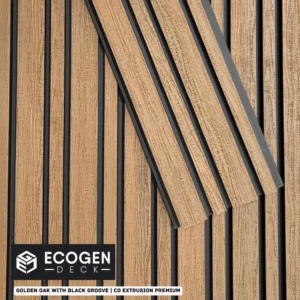 Golden Oak WPC cladding panel with black groove profile | Premium range | 220x28mm | Melbourne