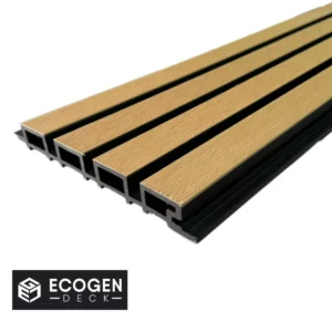 EcogenDeck WPC premium slat cladding, Golden Oak finish, supplied by 5Star Fencing & Decking Melbourne